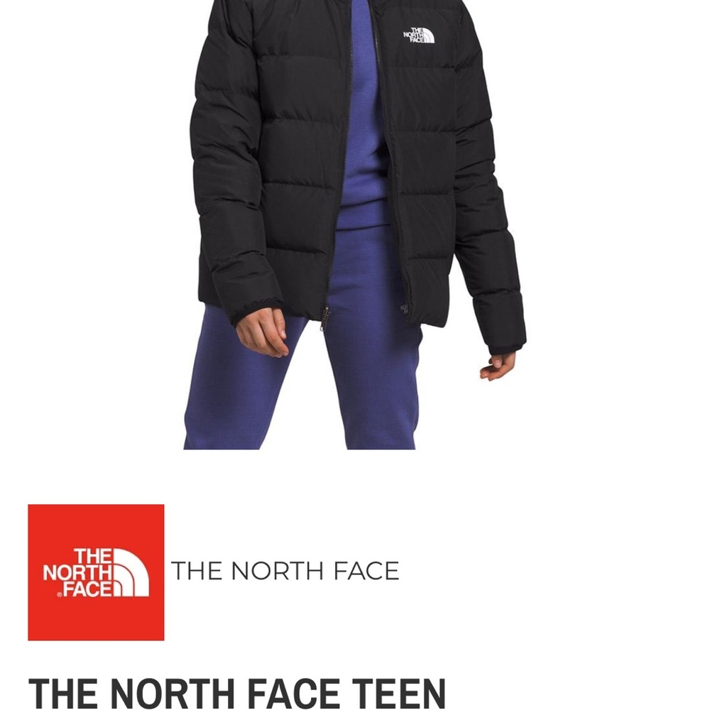 The North Face youth puffer jacket. Black. Large (12) - Picture 2 of 5